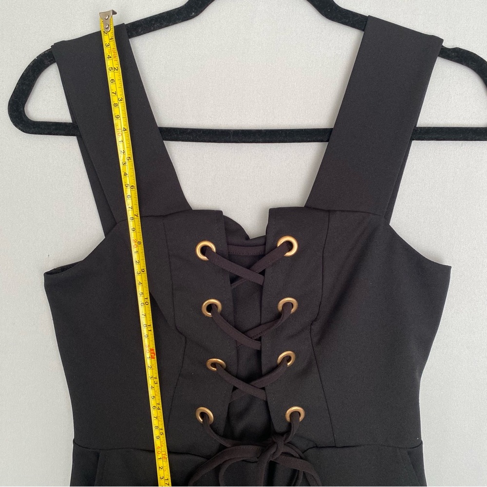 Venus Jumpsuit Women’s S Black Lace Up Corset Lace Wide Leg Sleeveless Cropped - Picture 11 of 15